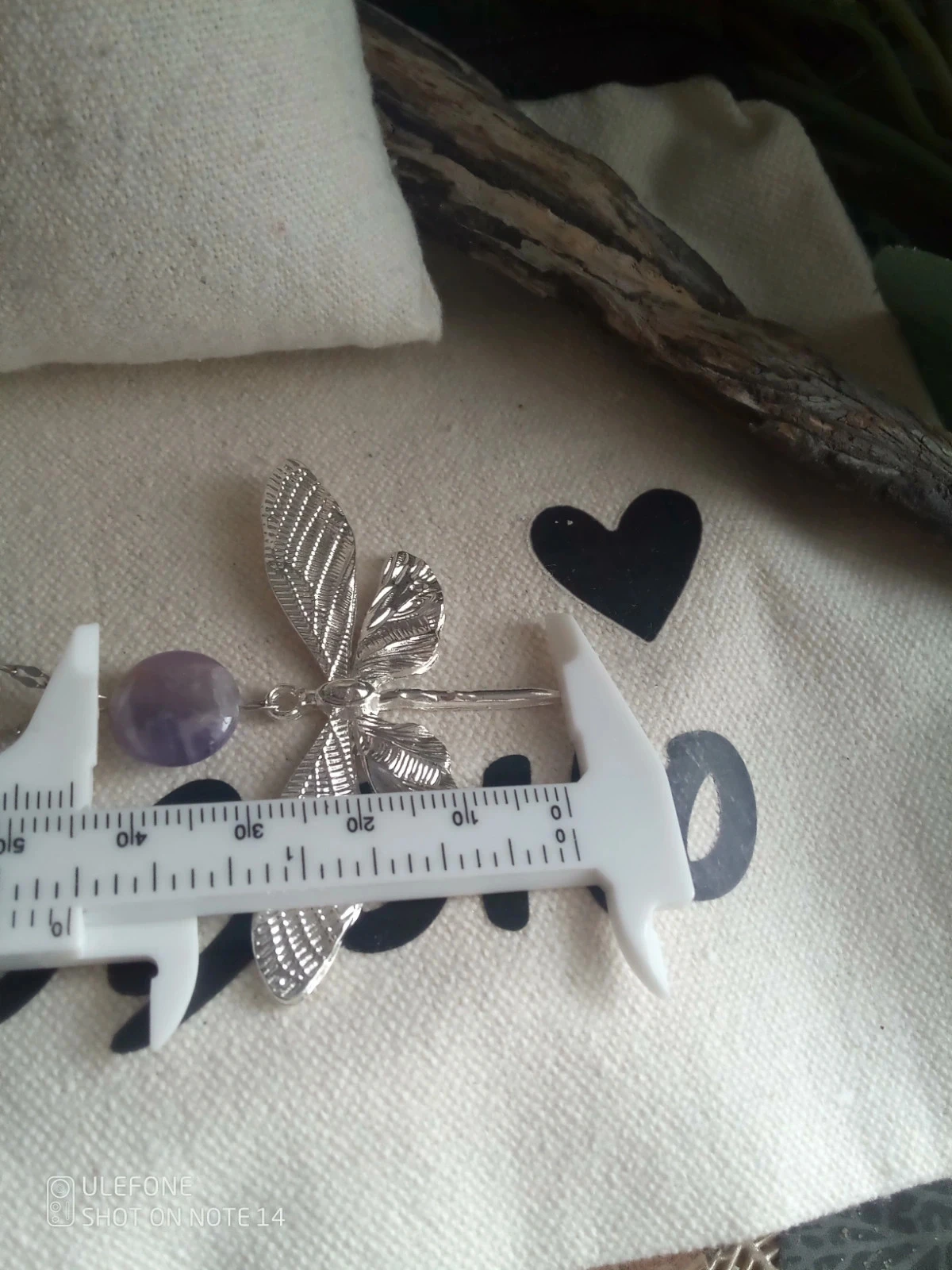 Collier améthyste pierre naturelle et libellule argentée – photo 2